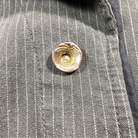 Syn Jeans unique vintage look brown pin stripes military jacket size M - Picture 5 of 11